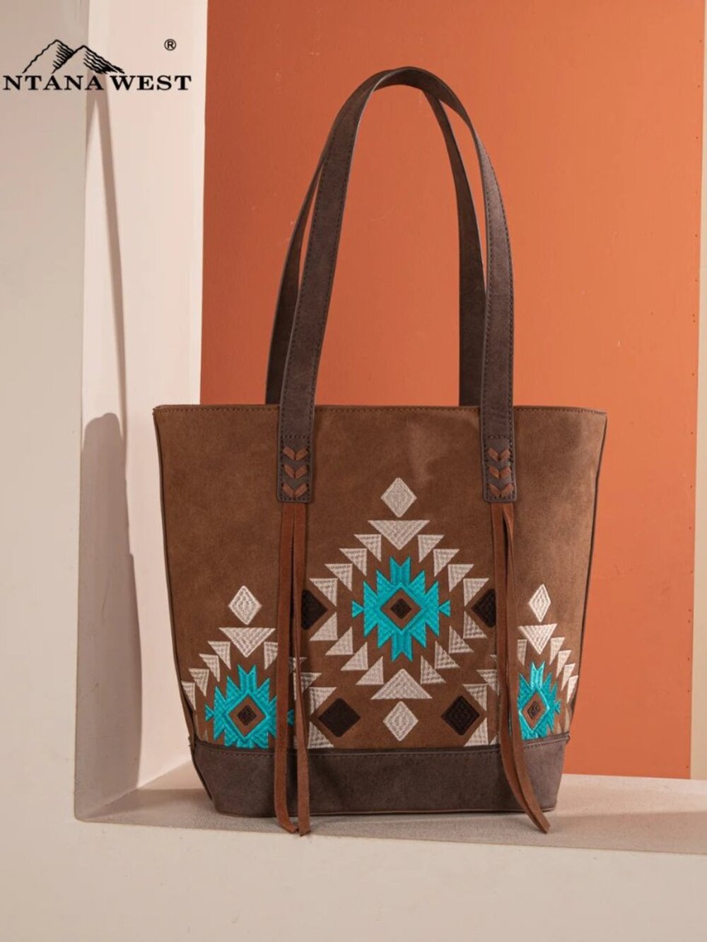 Montana West Embroidered Collection Tote - Brown